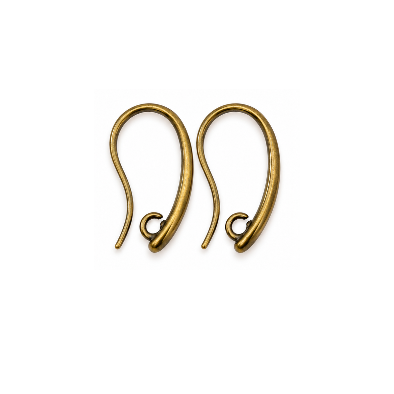 19mm Inside Loop Ear Wires in Antique Brass finish with 2mm attachment loop.