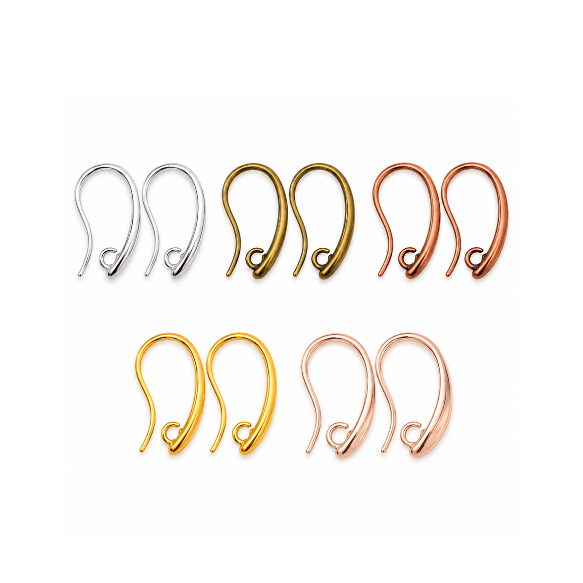 Inside Loop Ear Wires, 19mm, 2 Pairs, 4 Finishes