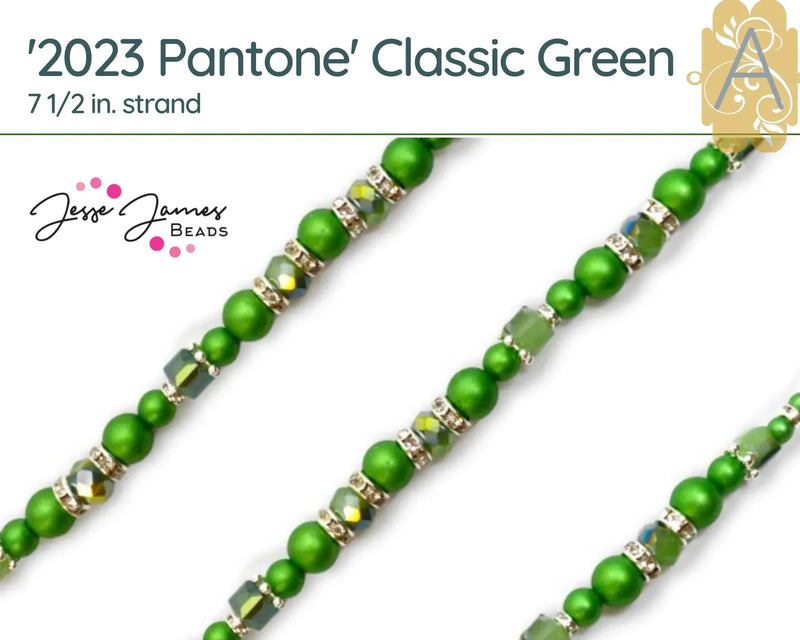 Pearl Bead Strand by Jesse James Beads 7 1/2in in Luscious Greens - The Argus Collection