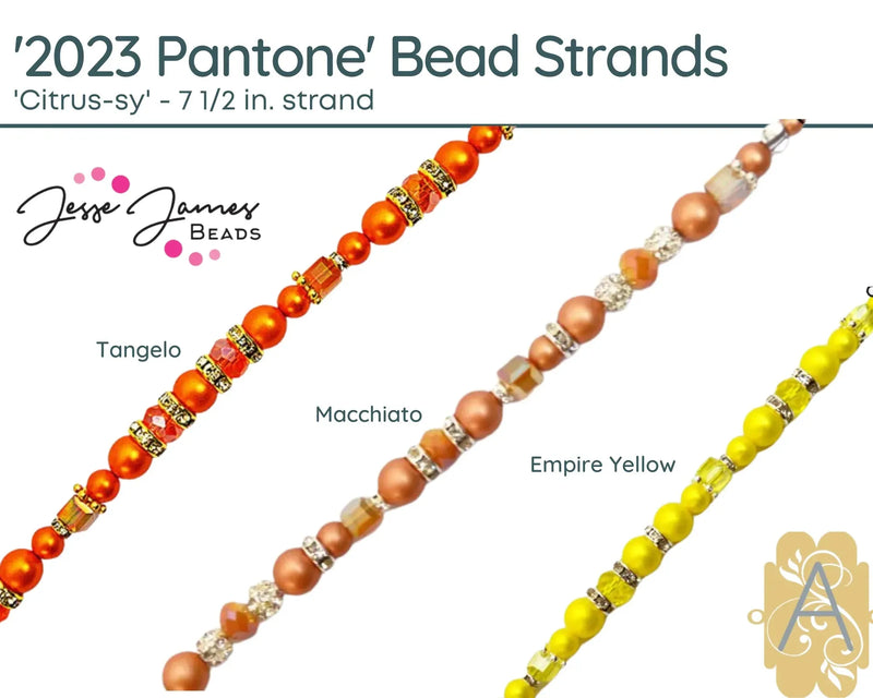 Pantone 2023 Pearl Strands, 'Citrus-sy Collection', 7 1/2in. by Jesse James Beads - The Argus Collection