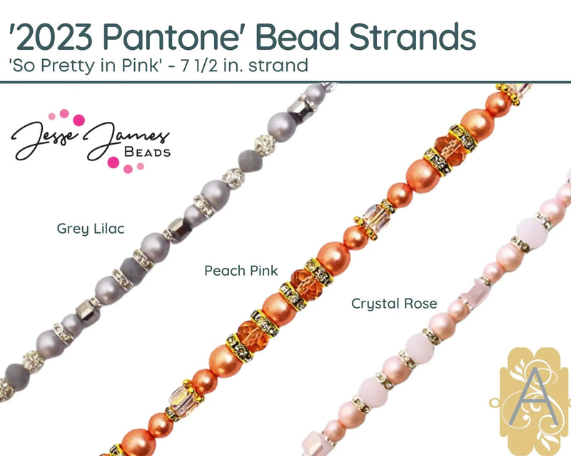 'So Pretty in Pink' Pantone 2023 Pearl Strands, 7 1/2in. Bead Strands by Jesse James Beads - The Argus Collection