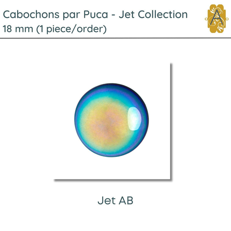 Cabochons par Puca, 18mm, Jet Collection, 11 Finishes - The Argus Collection