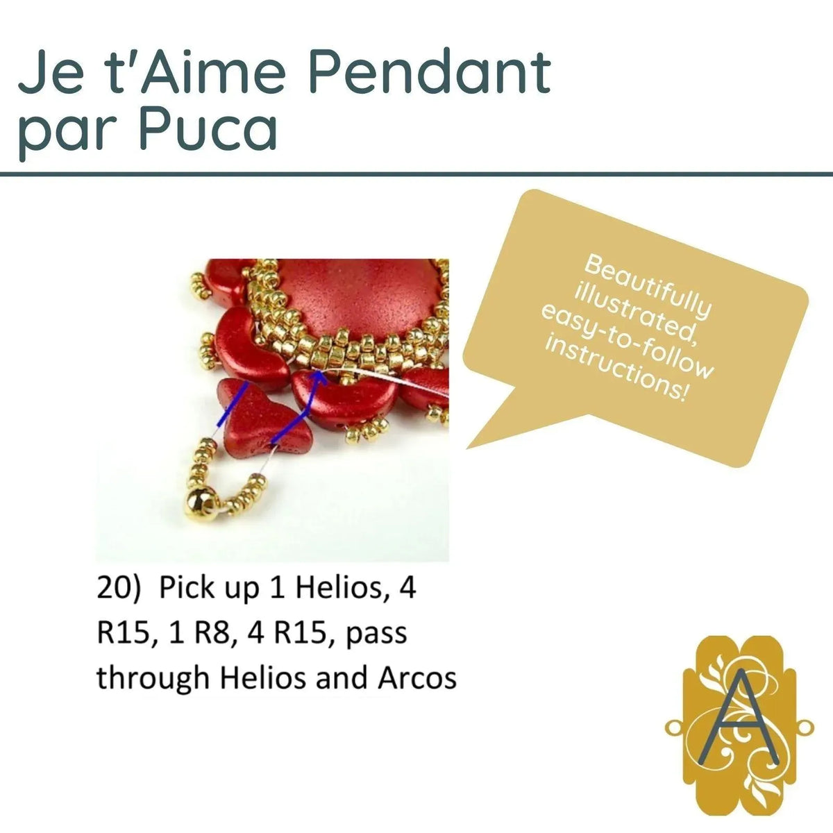 Je t'Aime Pendant Pattern par Puca - The Argus Collection