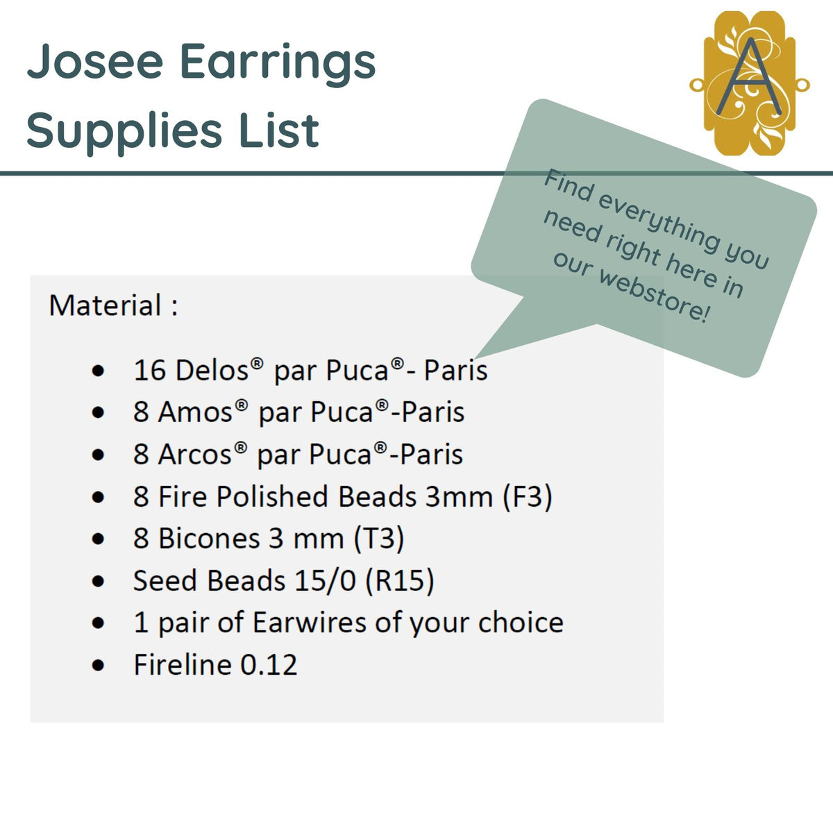 Josee Earrings Pattern par Puca - Josee Earrings Pattern par Puca - Default Title , The Argus Collection