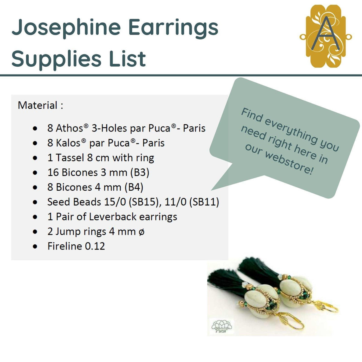 Josephine Earrings Pattern par Puca - The Argus Collection