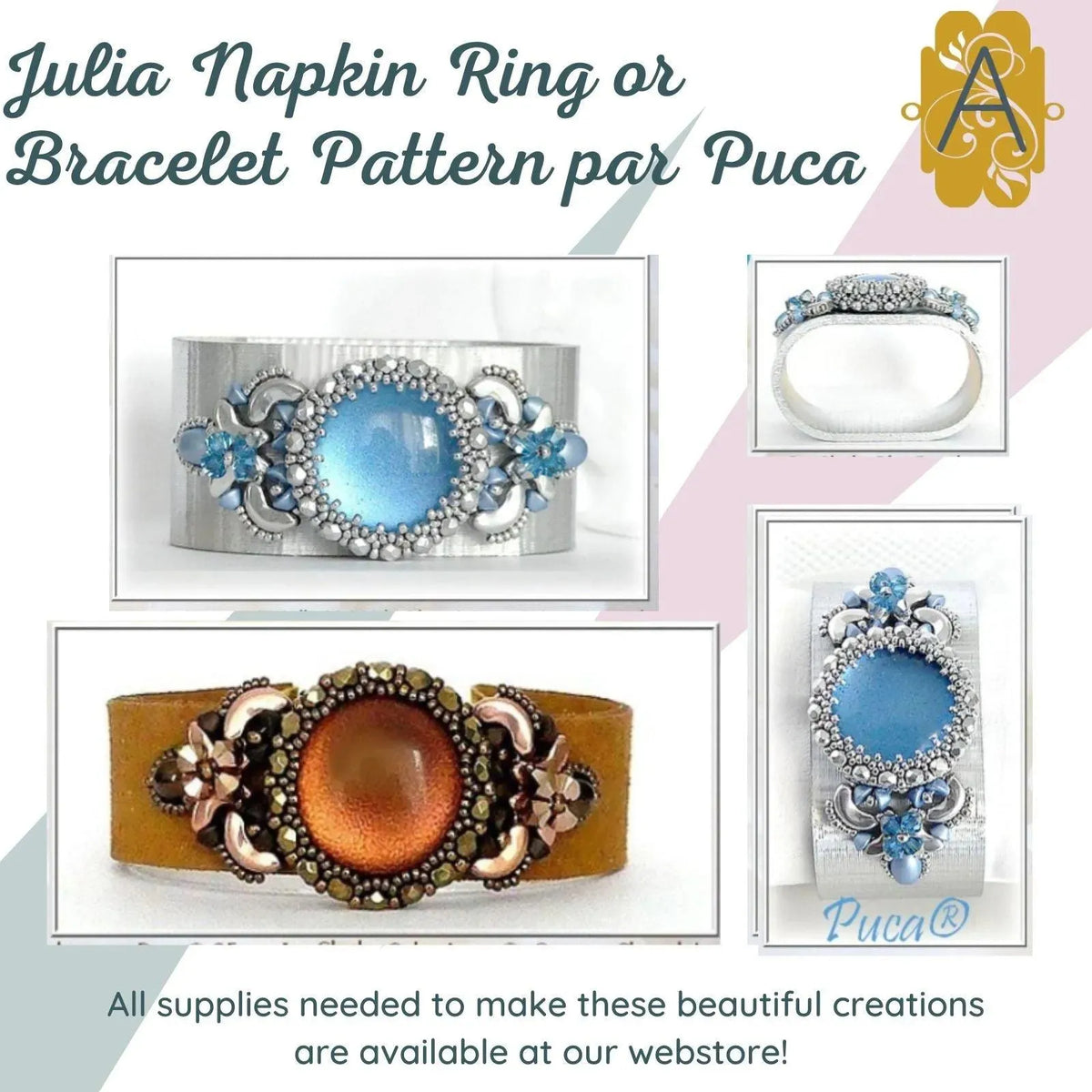 Julia Napkin Ring and Bracelet Pattern par Puca - The Argus Collection