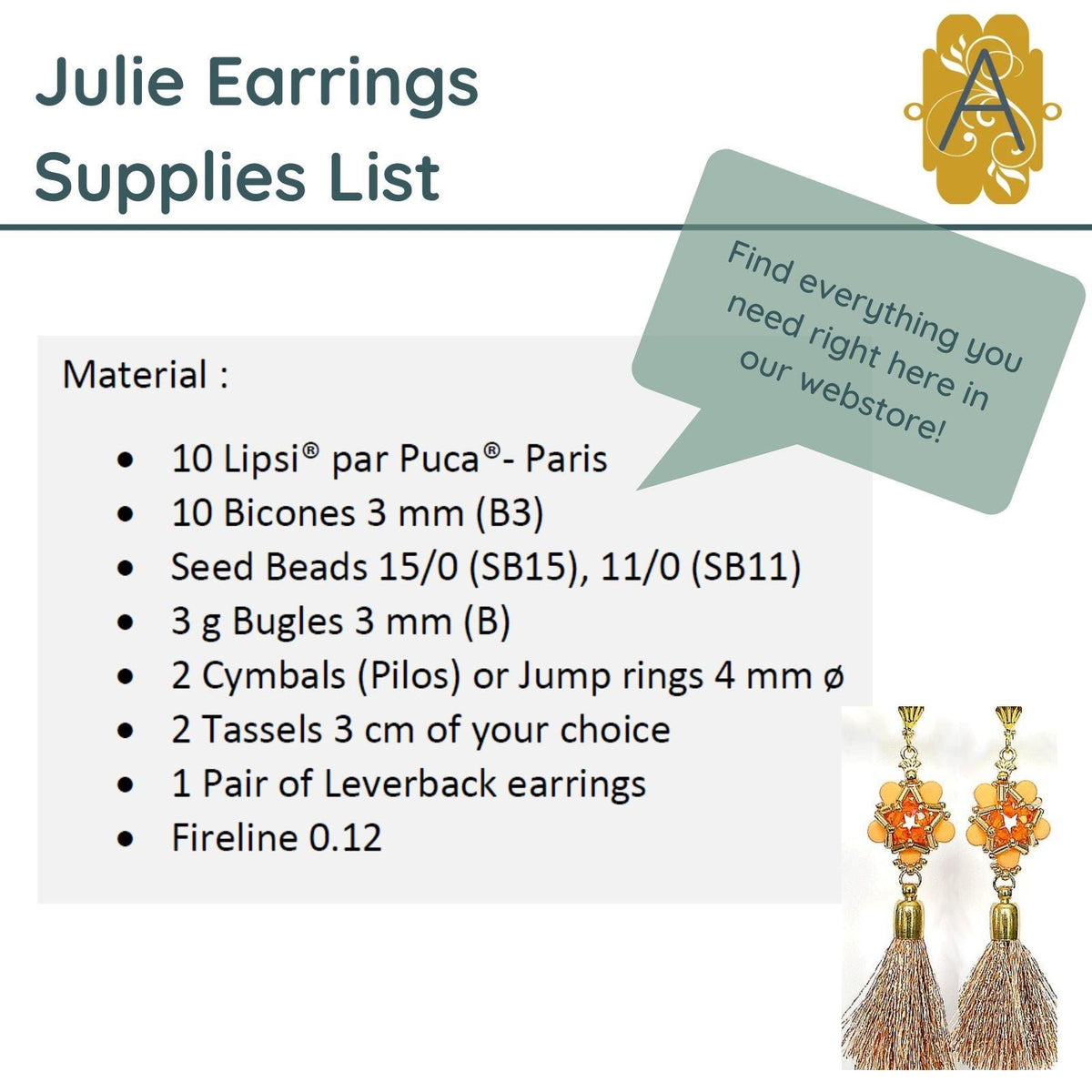 Julie Earrings Pattern par Puca - The Argus Collection