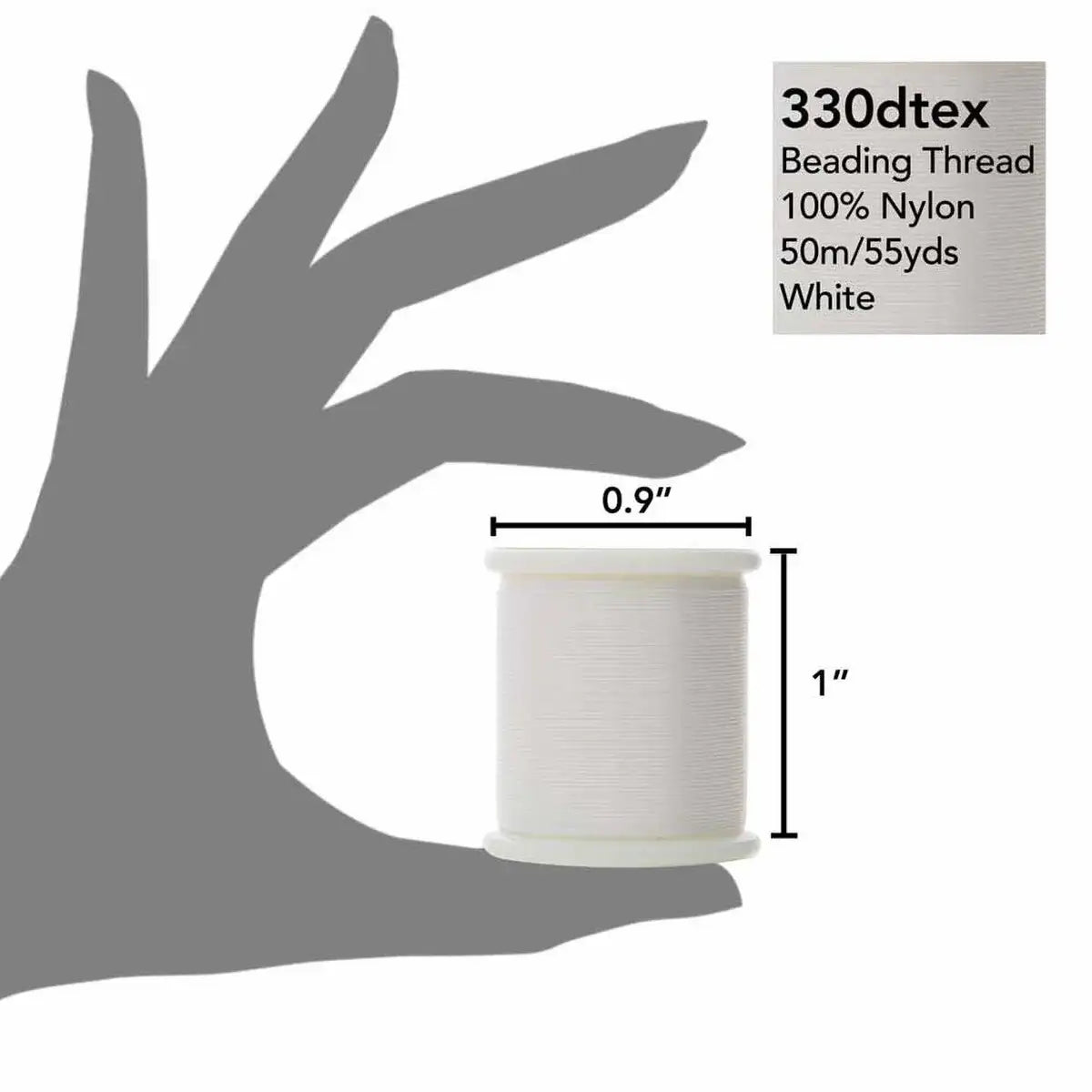 KO Beading Thread, 55 Yards, White - The Argus Collection