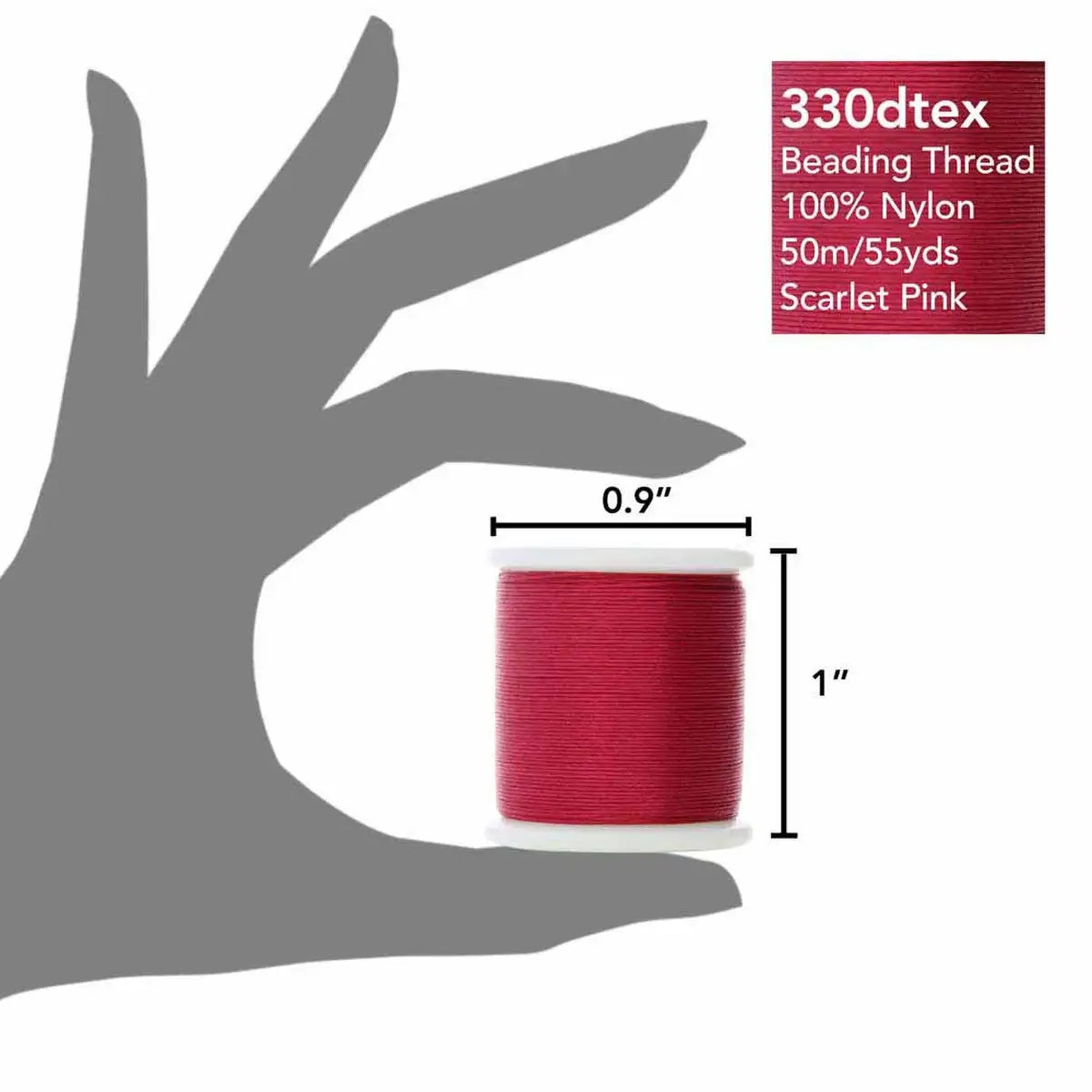 KO Beading Thread, 55 Yards, Scarlet Pink - The Argus Collection