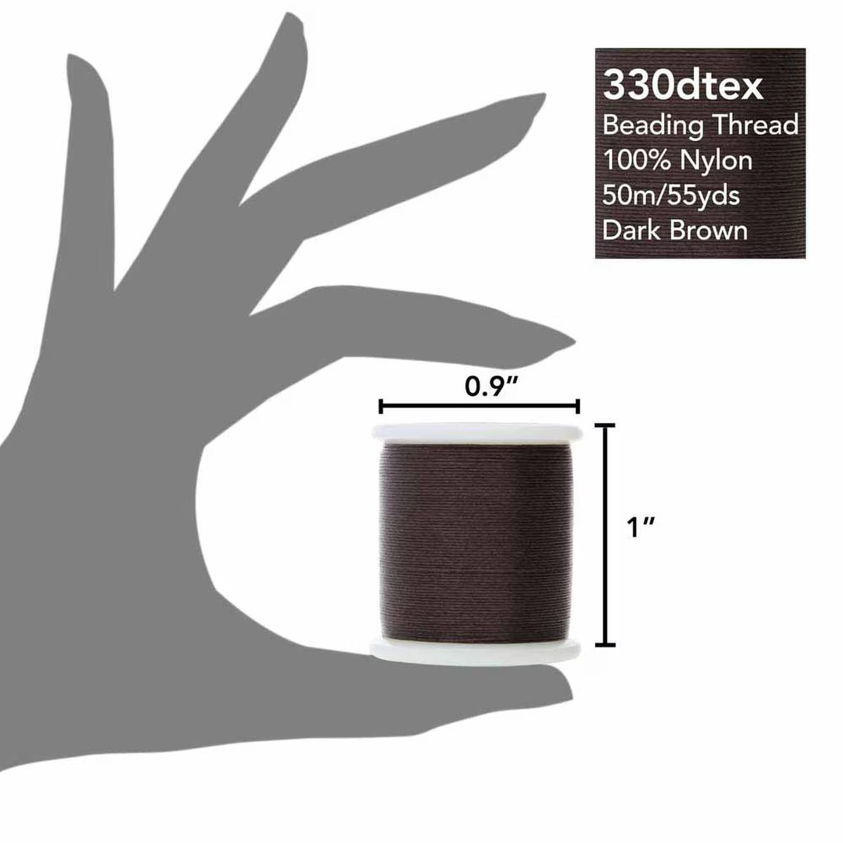 KO Beading Thread, 55 Yards, Dark Brown - The Argus Collection