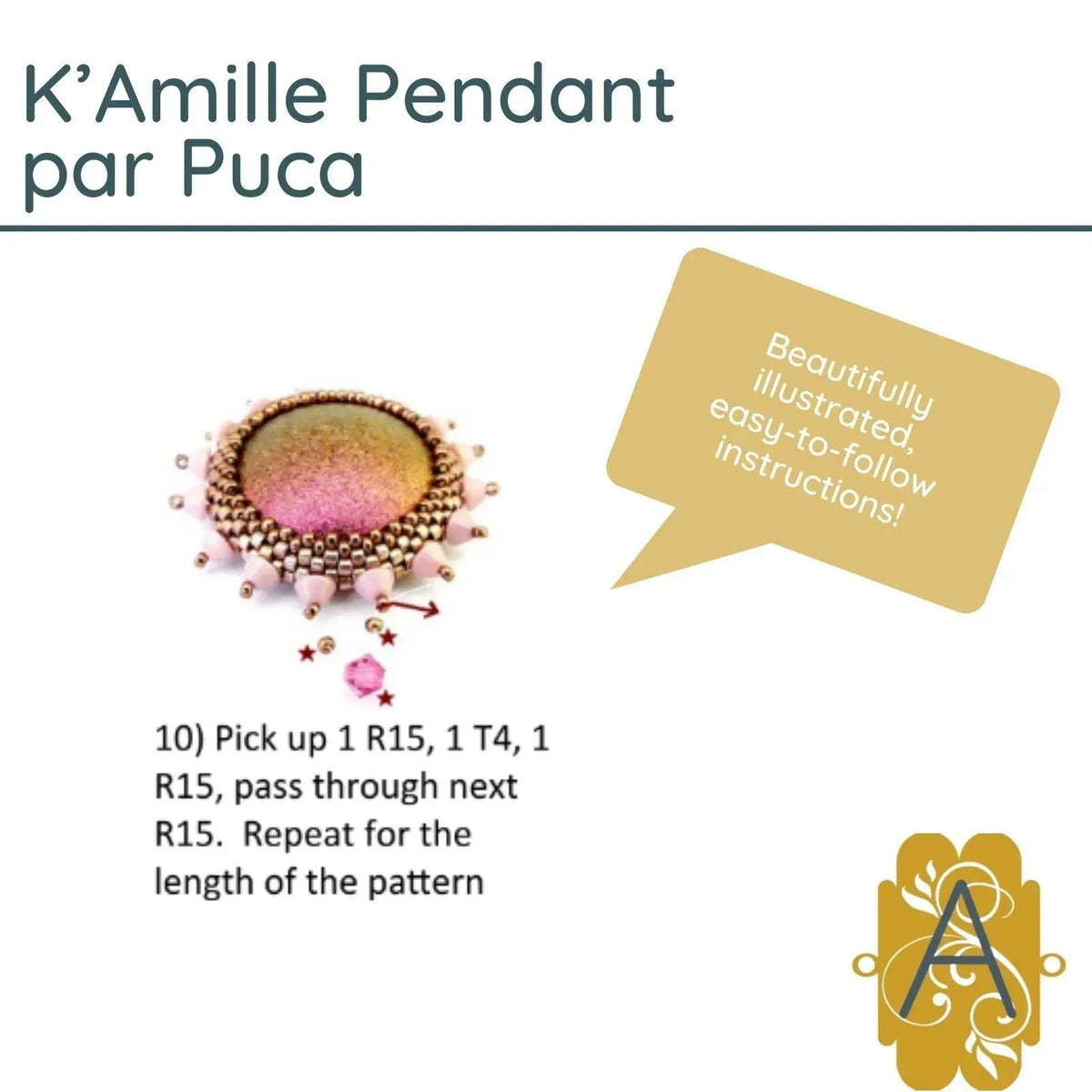 K'Amille Pendant Pattern par Puca - The Argus Collection