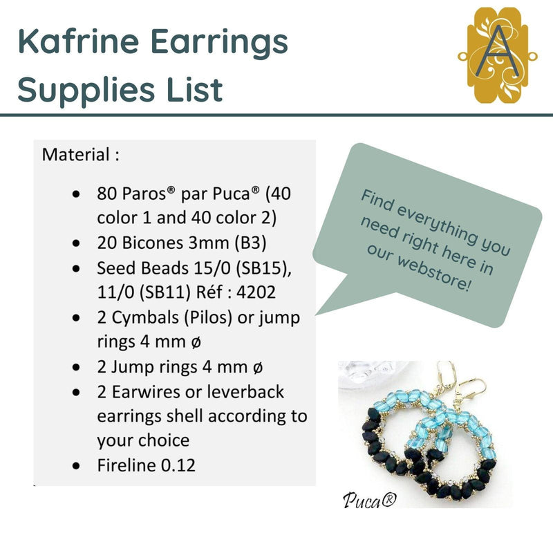 Kafrine Earrings Pattern par Puca - The Argus Collection