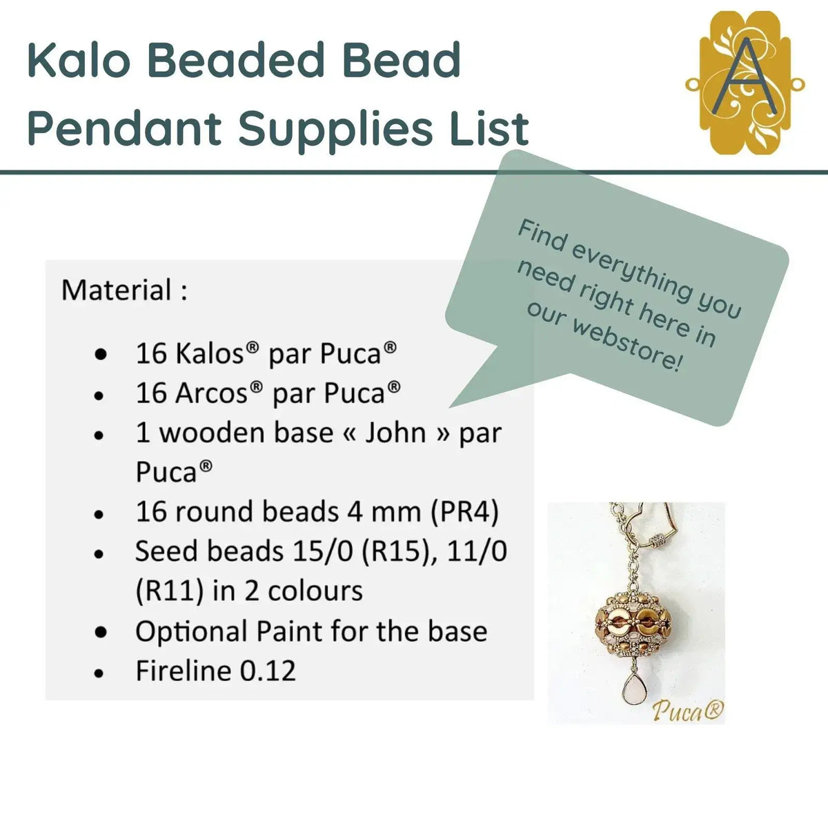 Kalo Beaded Bead Pendant par Puca - The Argus Collection
