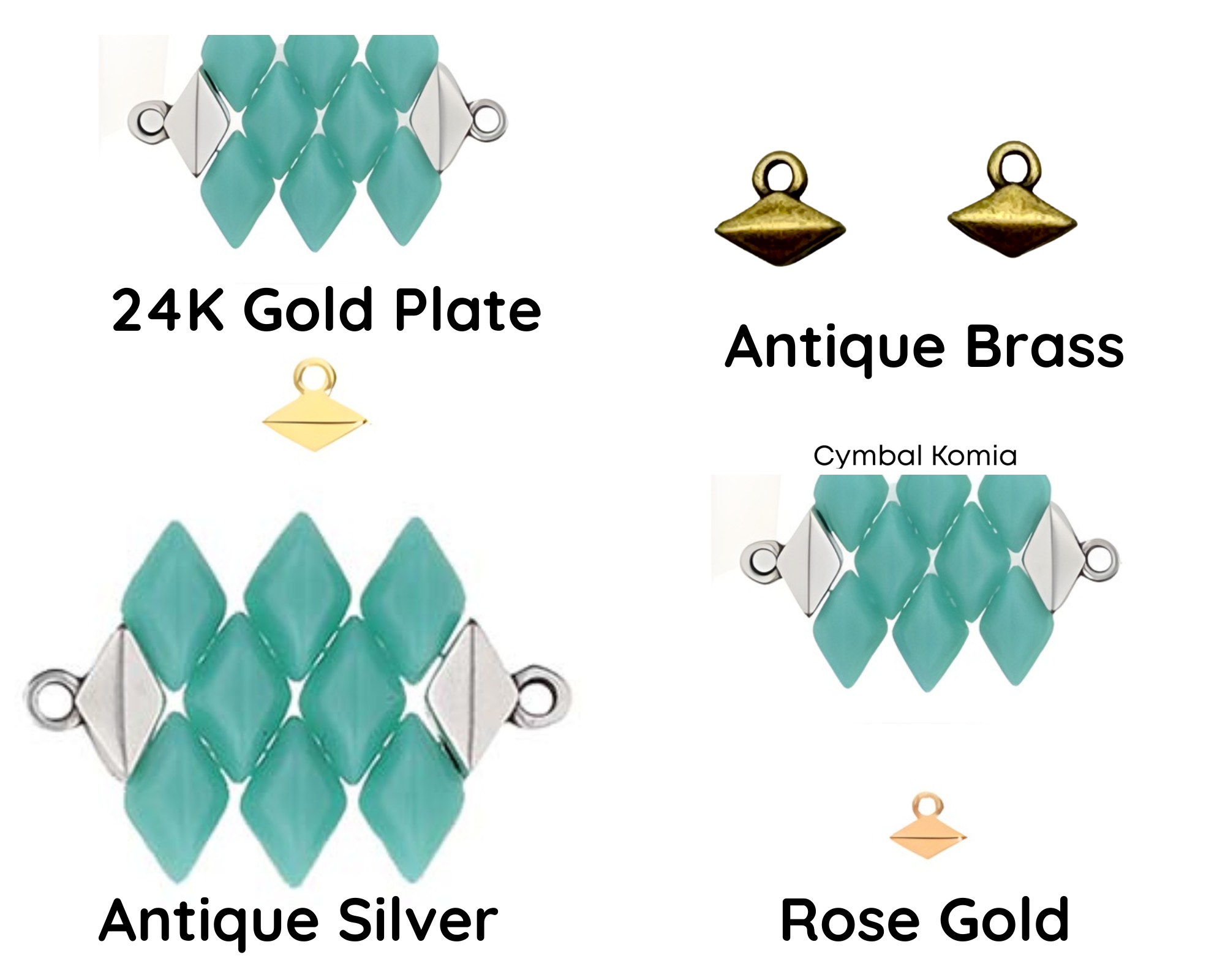 Komia, Cymbal Gemduo Bead Endings, 4 Pcs. 4 Finishes