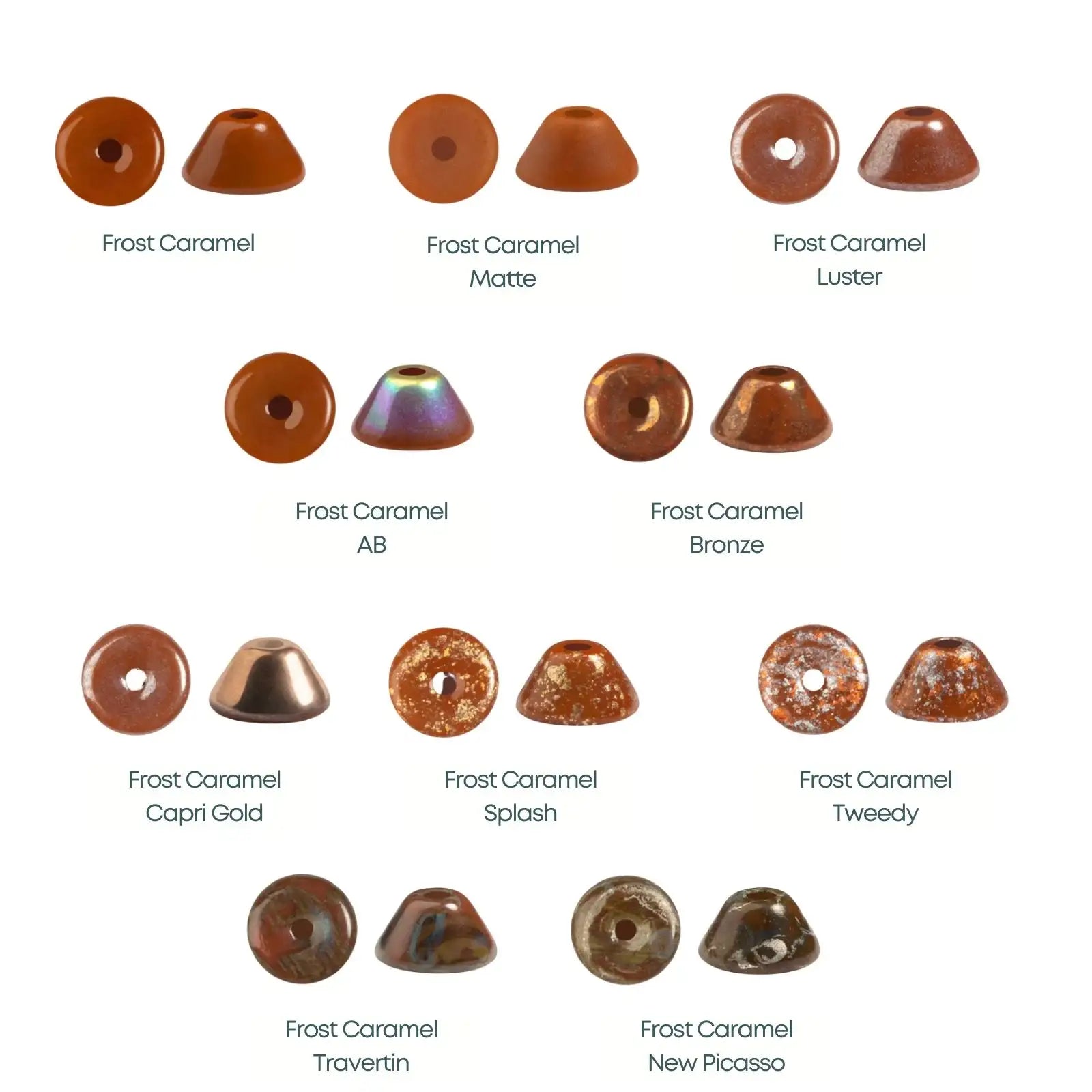 Konos Beads par Puca, Frost Caramel, 5g. & 20g. - The Argus Collection