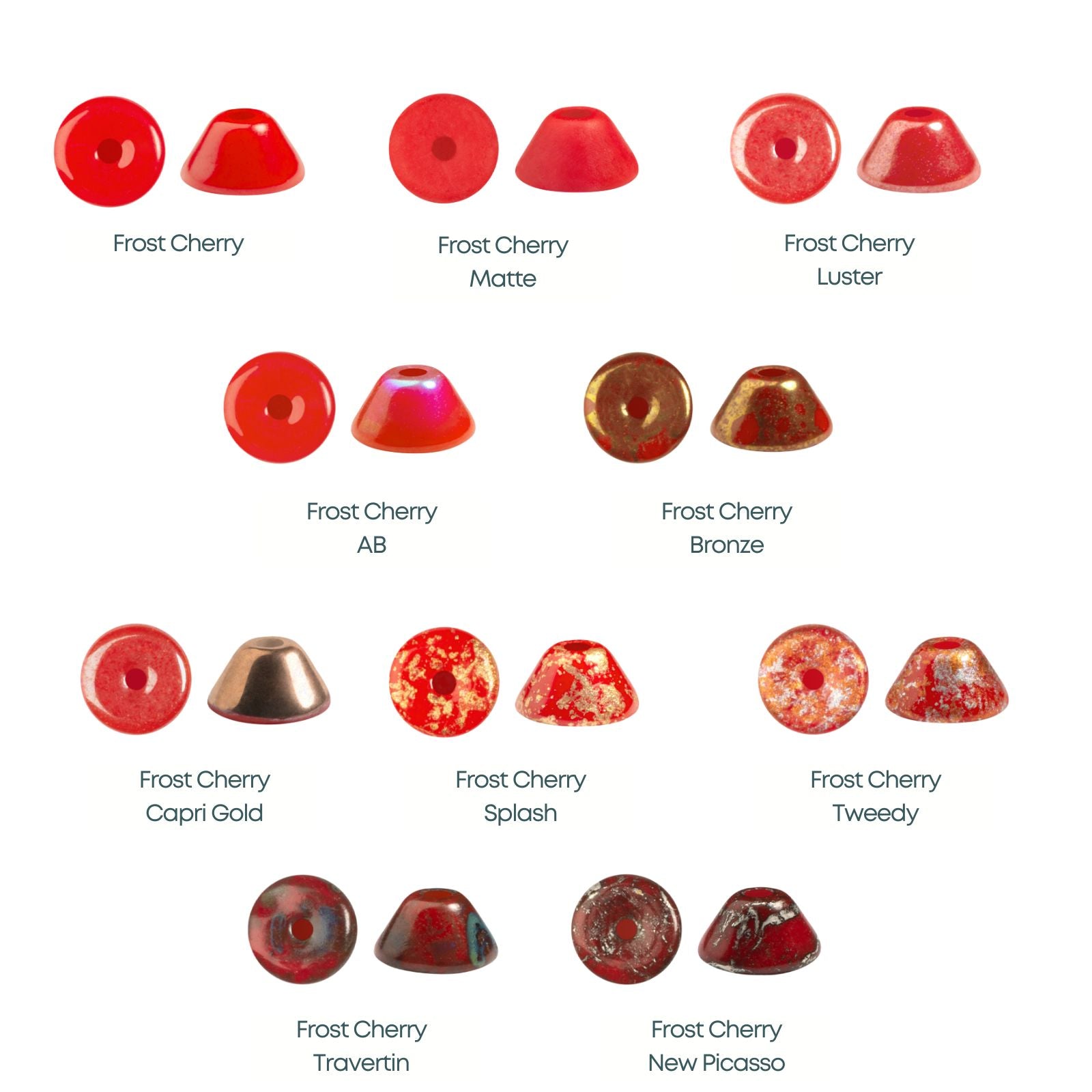 Konos Beads par Puca, Frost Cherry, 5g. & 20g.