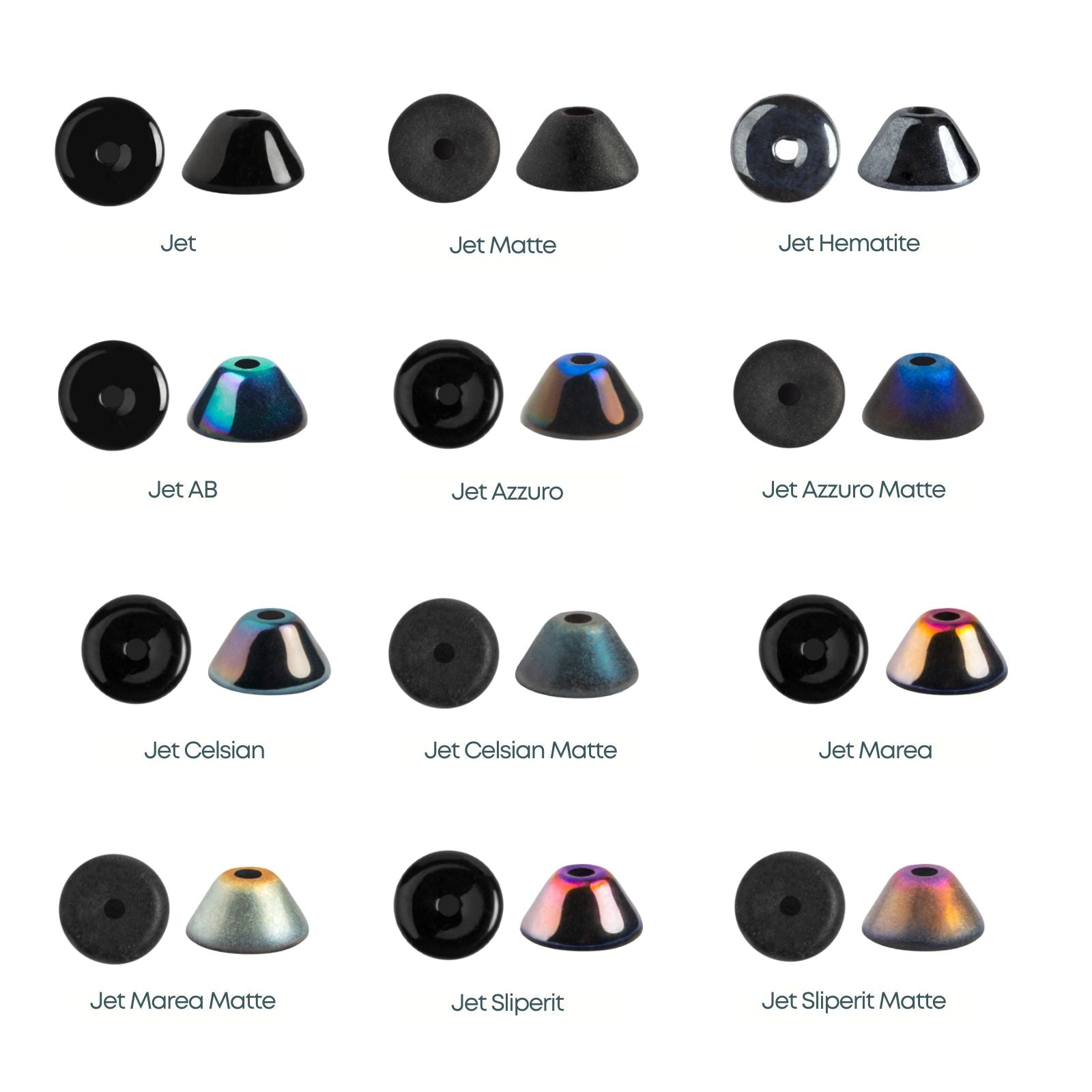 Konos Beads par Puca, Jet, 5g & 20g.