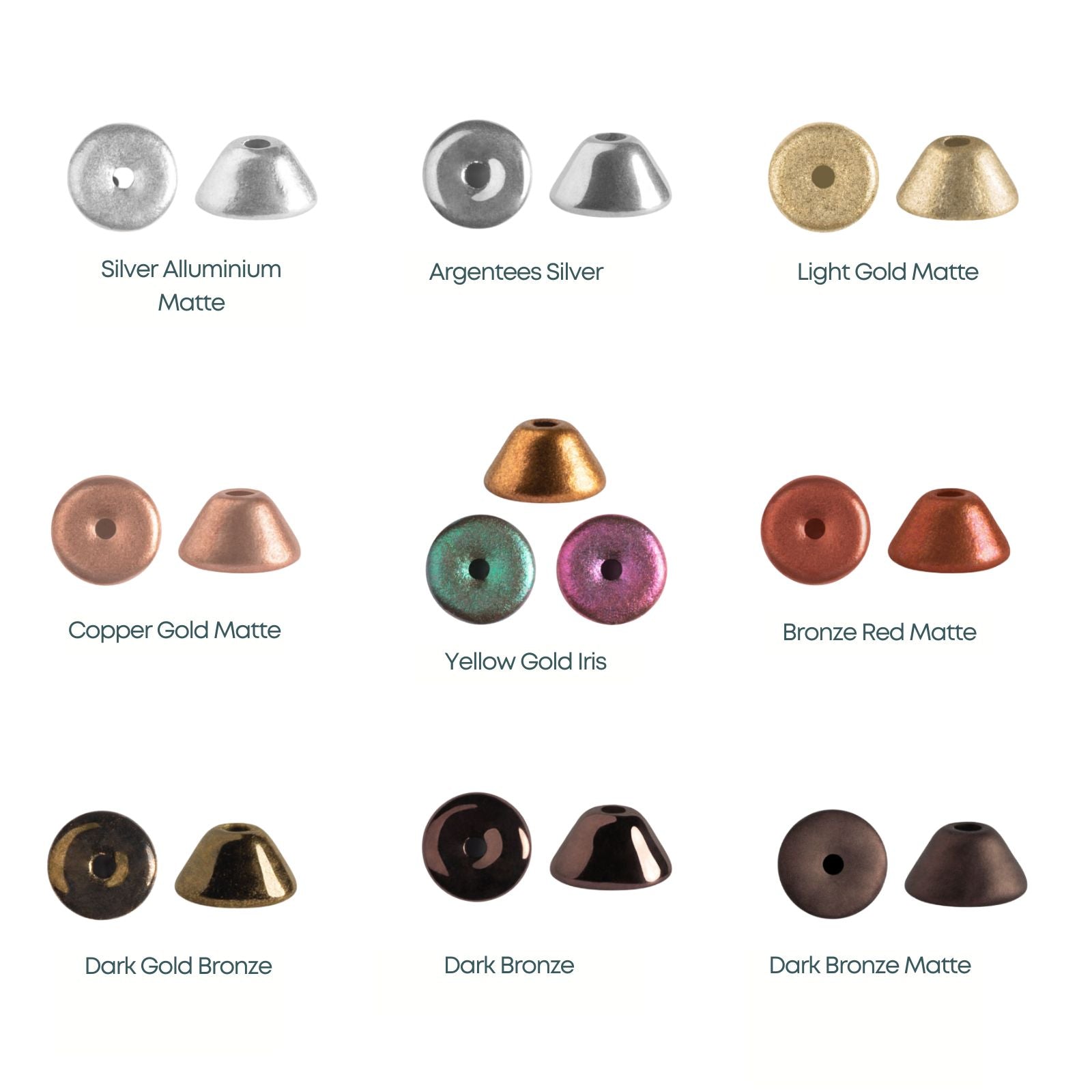 Konos Beads par Puca, Metal Mix, 5g. & 20g.