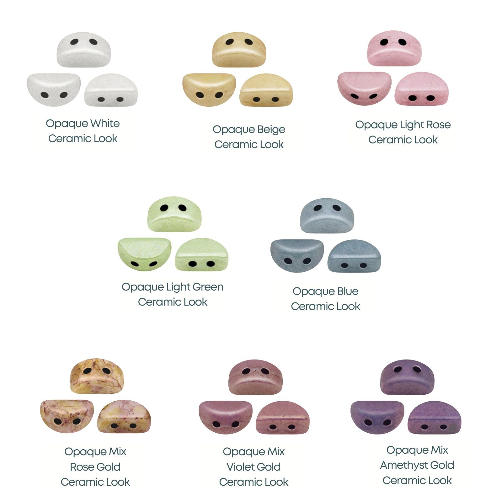 Kos Beads par Puca, Pastel Ceramic, 5g & 20g.
