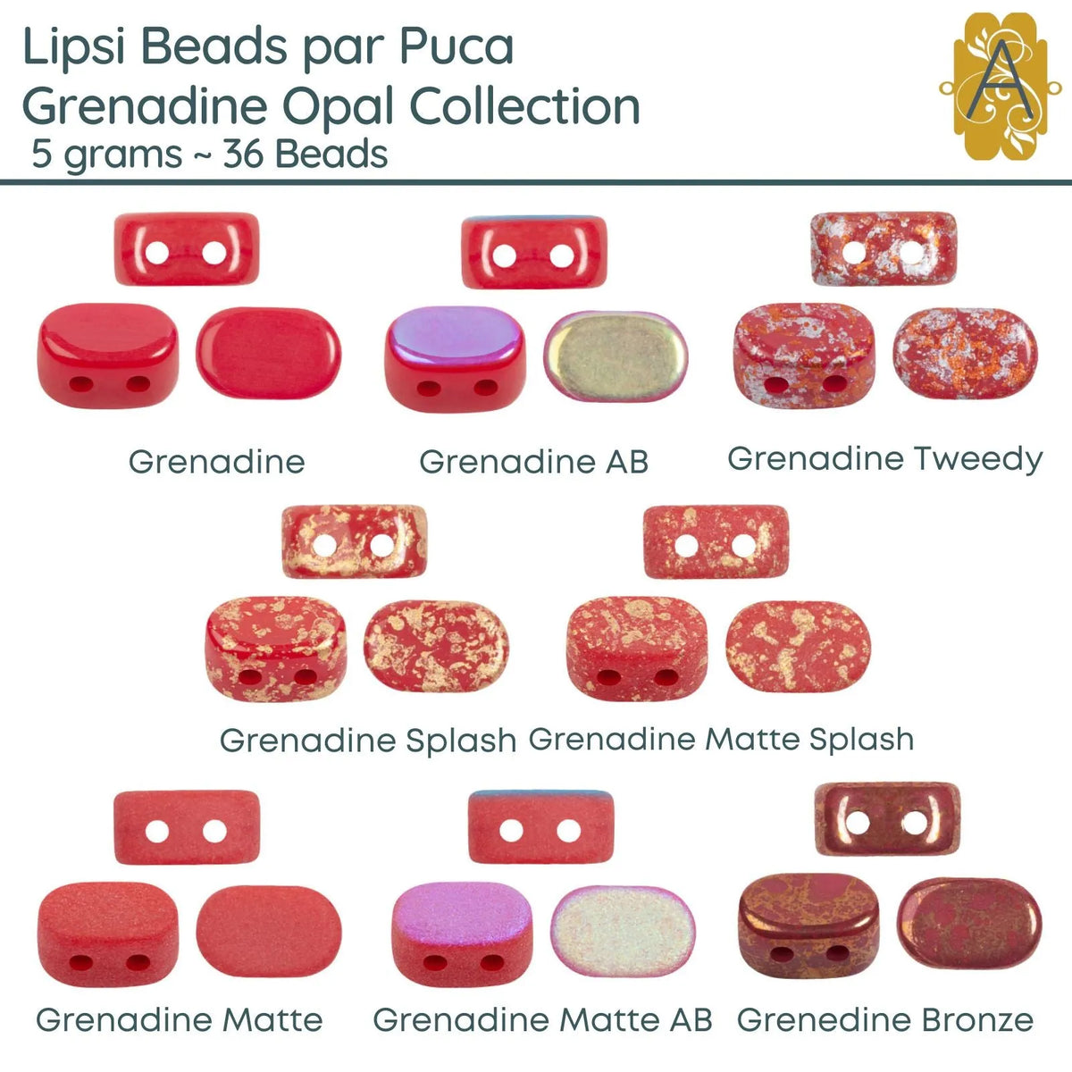 Lipsi par Puca, 5g, Grenadine Opal Collection, 8 Finishes - The Argus Collection