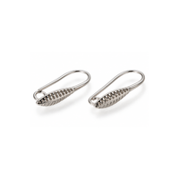 Lyon 1 Leafy Earring Wires in Platinum Colour with decorative scalloped leaf detailing and open attachment loops, 2 pairs.