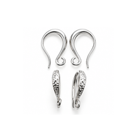 Lyon 2 Small Scroll Earring Wires in Platinum Plate, featuring elegant curved hooks, textured scroll detailing and attachment loops.