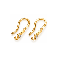 Lyon 3 Cubic Zirconia Earring Wires in Gold Plate with clear sparkling cubic zirconia accents and open loops for attaching charms or dangles.