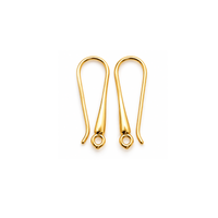 Lyon 6 Elegant Long Earring Wires in Gold finish, featuring elongated hooks with flared detailing and closed loops for attaching charms and dangles.
