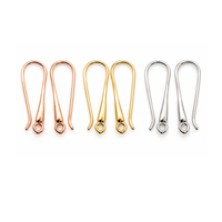 Lyon 6 Elegant Long Earring Wires in Rose Gold, Gold and Silver finishes, featuring a tapered design with closed attachment loops for handmade earrings.