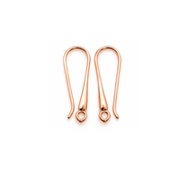 Lyon 6 Elegant Long Earring Wires in Rose Gold finish, featuring elongated hooks with flared detailing and closed loops for attaching charms and dangles.