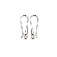 Lyon 6 Elegant Long Earring Wires in Silver finish, featuring elongated hooks with flared detailing and closed loops for attaching charms and dangles.