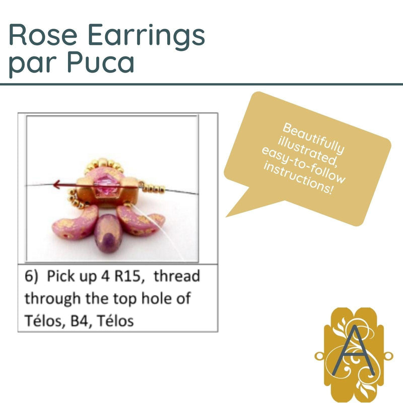 Rose Earrings Pattern par Puca - The Argus Collection