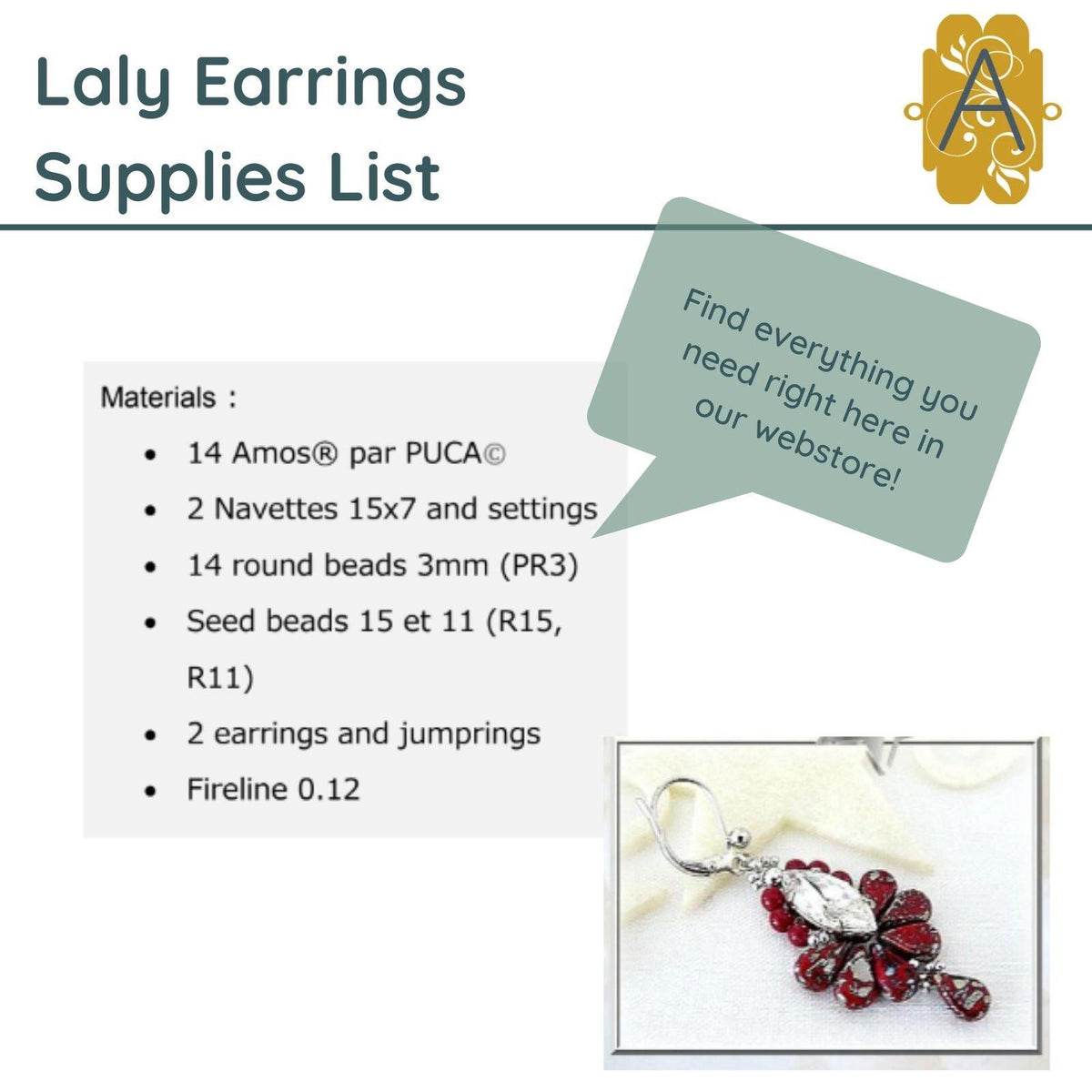 Laly Earrings Pattern Par Puca - The Argus Collection