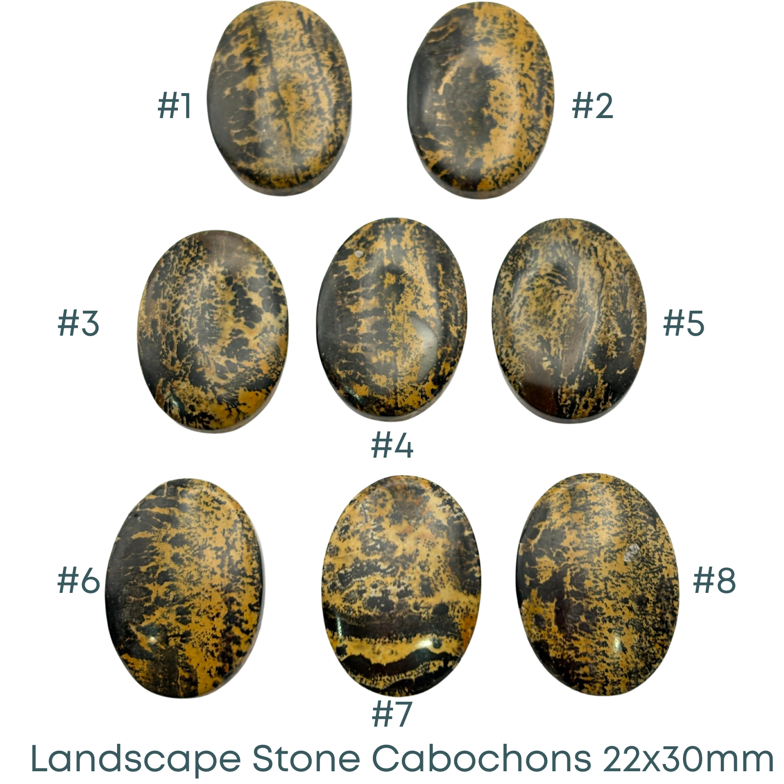 Landscape Stone Oval Cabochons, Dark Hue, 22x30mm