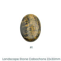 Landscape Stone Oval Cabochons, Dark Hue, 22x30mm