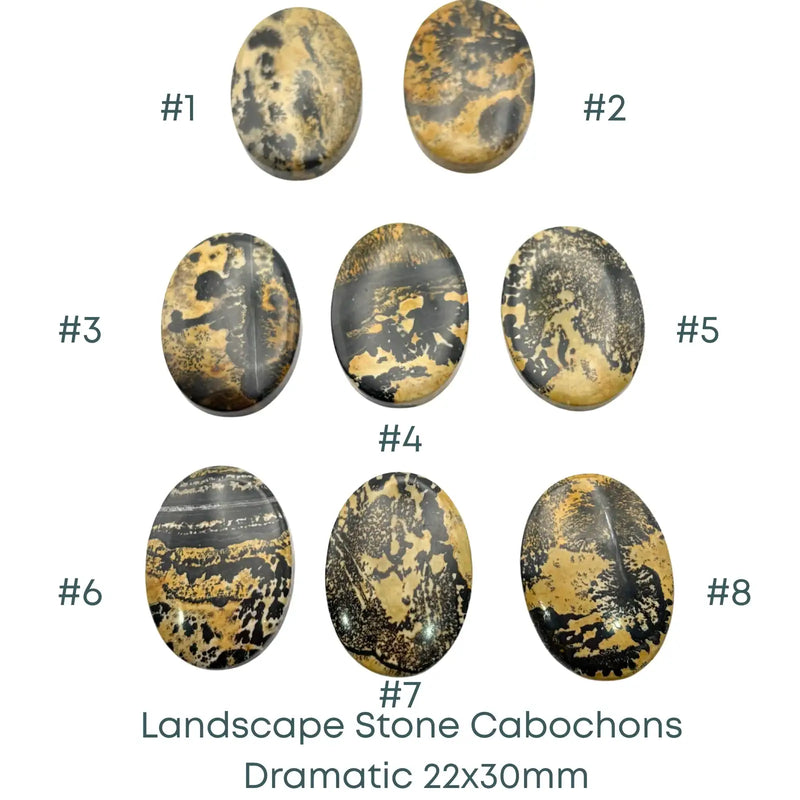 Landscape Stone Oval Cabochons, Dramatic Hue, 22x30mm - The Argus Collection