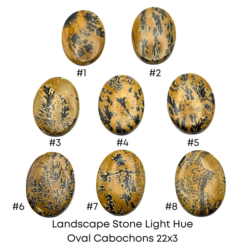 Landscape Stone Oval Cabochons, Light Hue, 22x30mm - The Argus Collection