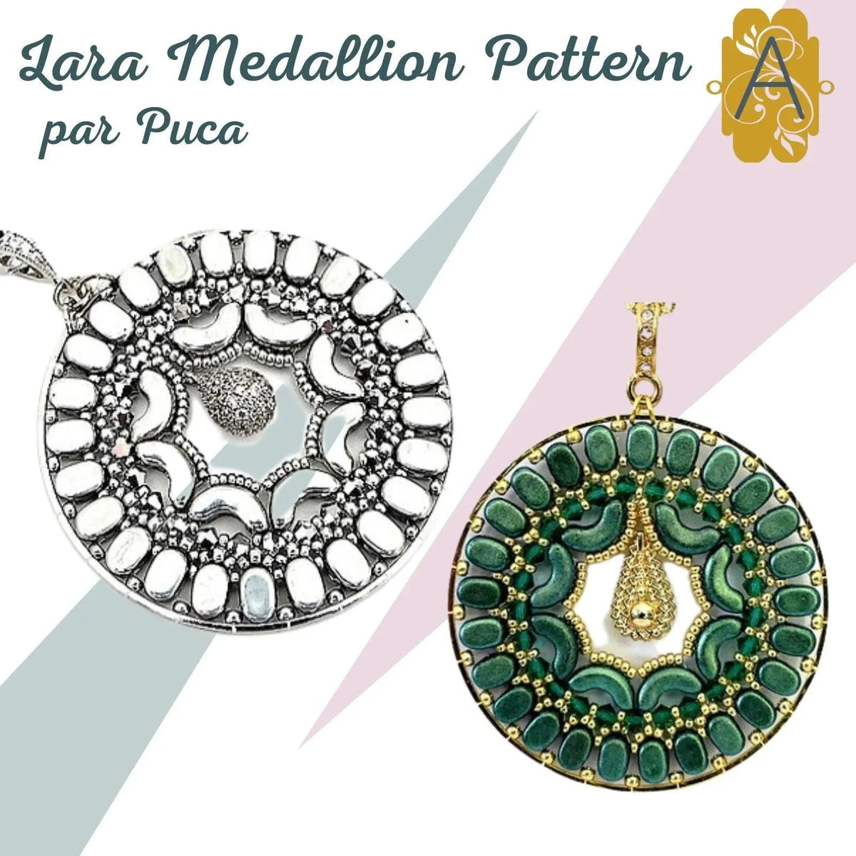 Lara Medallion Pendant Pattern par Puca - The Argus Collection