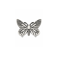 Large Antique Silver butterfly slider with detailed wings for 10mm flat leather.