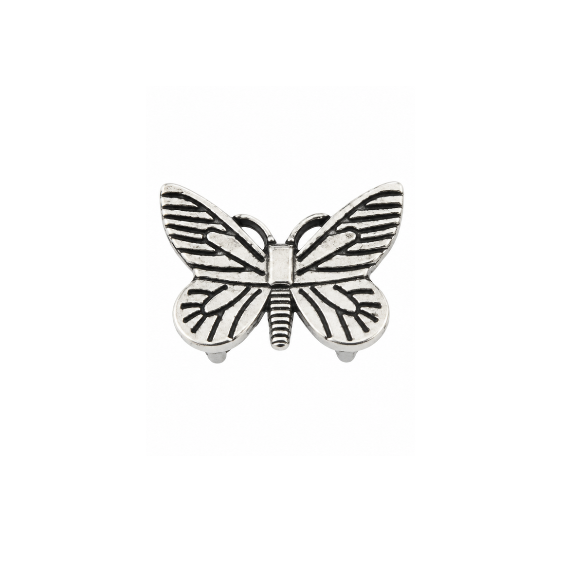 Large Antique Silver butterfly slider with detailed wings for 10mm flat leather.