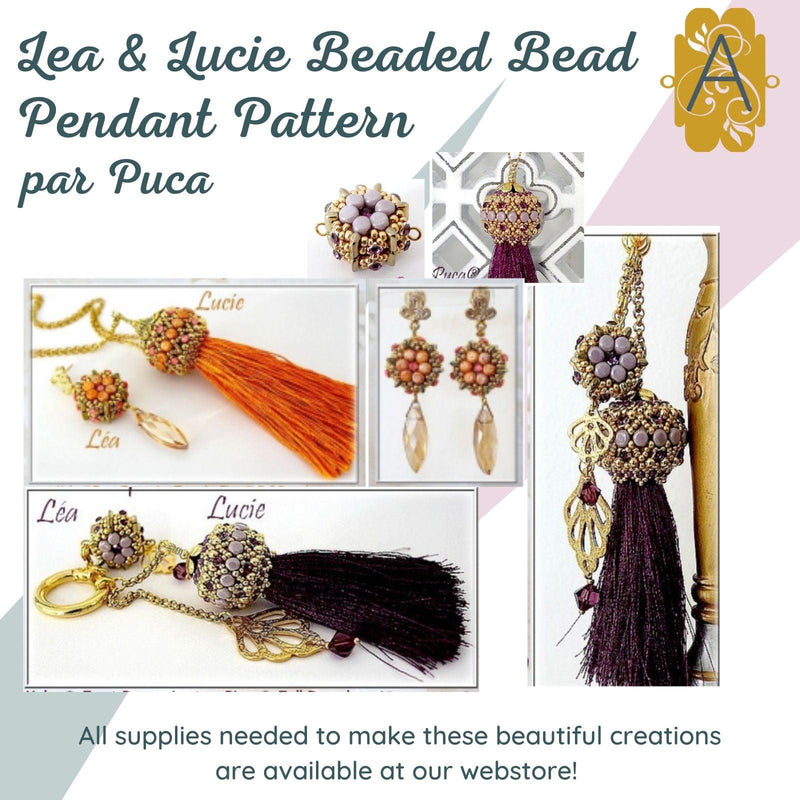 Lea & Lucie Beaded Beads and Pendant Pattern par Puca - The Argus Collection