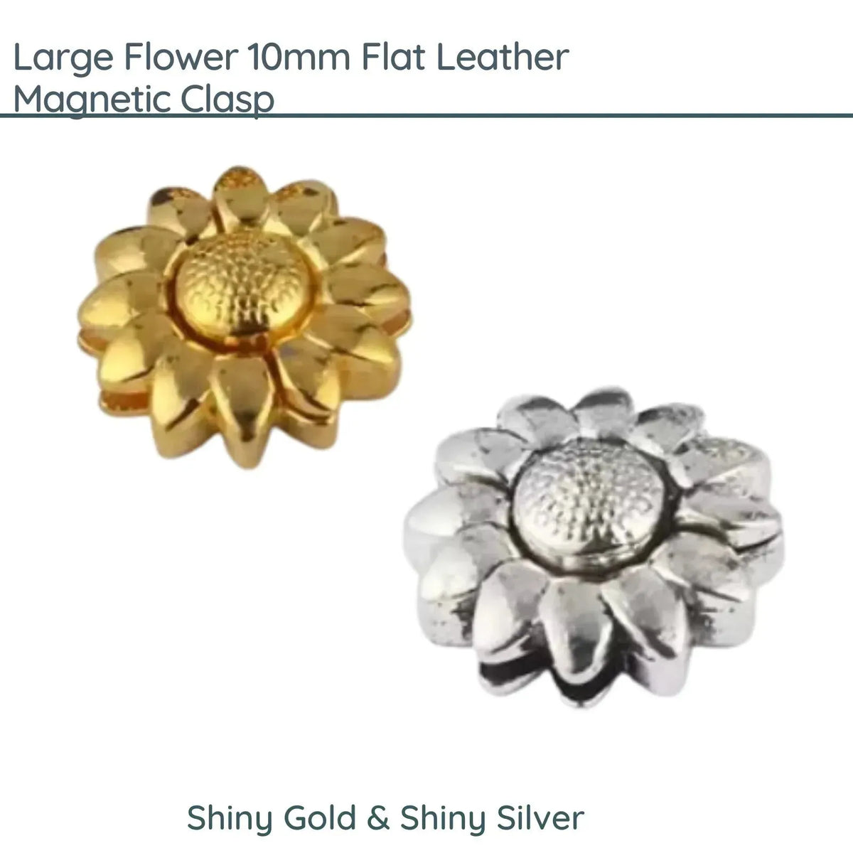 Large Flower Magnetic Clasp, for 10mm Flat Leather or Cork - The Argus Collection