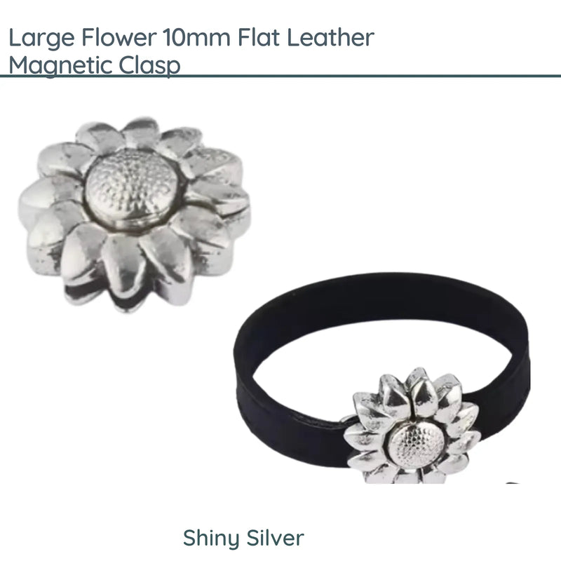 Large Flower Magnetic Clasp, for 10mm Flat Leather or Cork - The Argus Collection