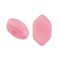 Two pink 2-hole beads on a white background