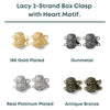 Lacey 2-Strand Box Clasp with Heart Motif, 1 Piece - The Argus Collection