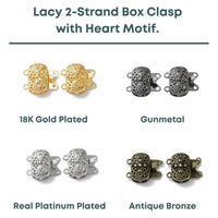 Lacey 2-Strand Box Clasp with Heart Motif, 1 Piece - The Argus Collection