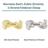 Nouveau Swirl, Cubic Zirconia, 2-Strand Foldover Clasp - The Argus Collection