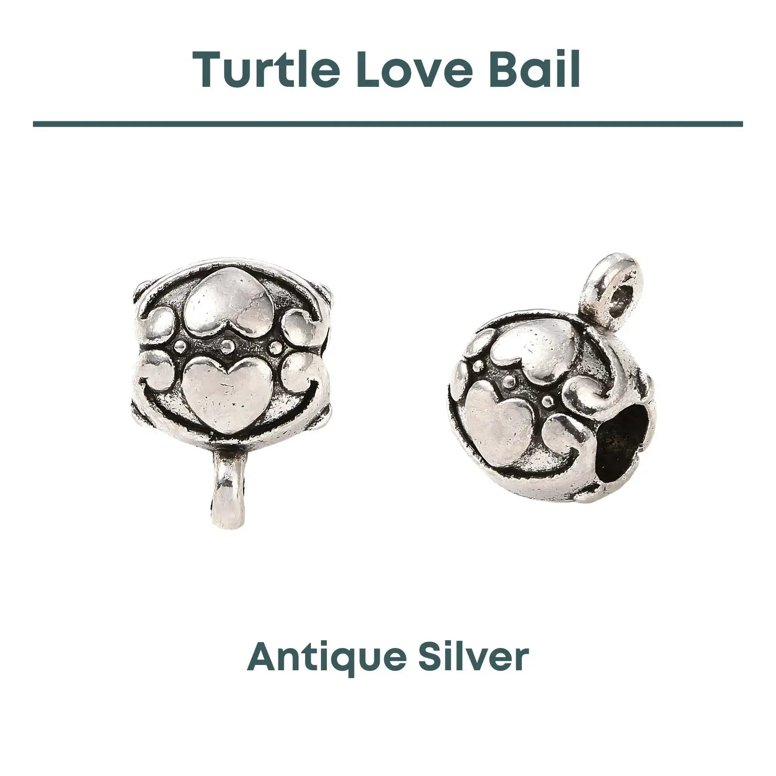 Turtle Love Bail, Antique Silver, 2 or 10 Pieces - The Argus Collection