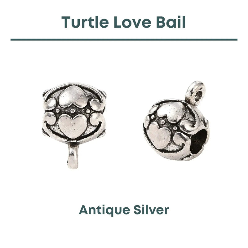 Turtle Love Bail, Antique Silver, 2 or 10 Pieces - The Argus Collection