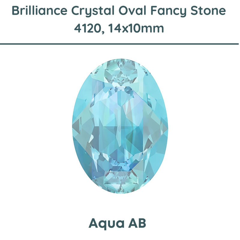Brilliance Crystal, 4120 (14x10mm) Oval Faceted Fancy Stones, Aqua AB - The Argus Collection